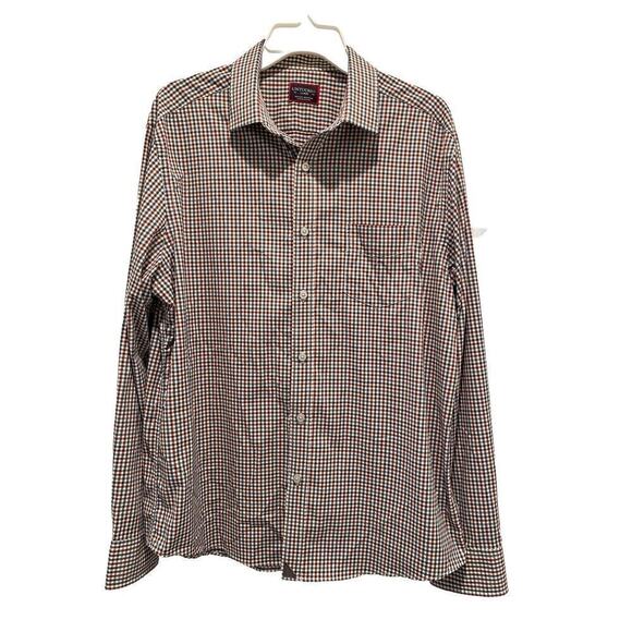 Untuckit Shirt Mens Large Check White Gray Burgundy Work Business Office - Picture 1 of 7